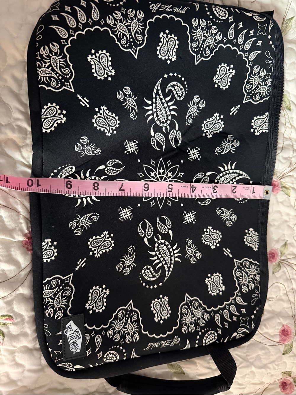 Vans Off The Wall Black White Bandana Paisley Laptop Sleeve Case